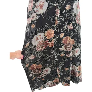 NWT Lulus Floral Velvet Burnout Maxi Dress Black Tie Back V Neck Size‎ XS Fairy thumbnail 12