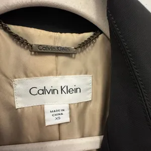Calvin Klein Black Double Breasted Belted‎ Trench Coat Jacket XS Epaulettes thumbnail 10