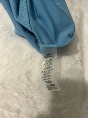 High-Rise Athletic Shorts in Light Blue with White Trim thumbnail 3