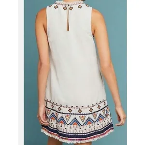 Anthropologie Akemi + Kin Reagan Mini Sleeveless Dress Embroidered Linen Size 2P thumbnail 15