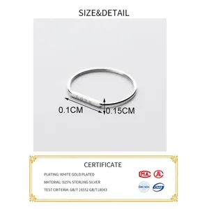 Boutique Dainty White‎ Gold-Plated S925 LOVE Bar Band Ring | Sz 6 NEW thumbnail 9