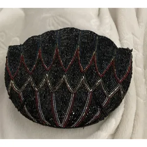 Handmade Beaded Clamshell Red, Gold and Black Evening Clutch Bag thumbnail 2