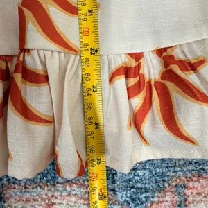 Petal & Pup Ren Soleil Sun Print Mini Dress Ruffle Bell Sleeve Cream Orange Med. thumbnail 9