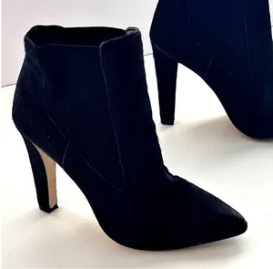 Ava & Aiden Ankle Boots Size 8.5 Black Faux Fur 4in Heel Goth Y2K Witchy Cosplay thumbnail 1