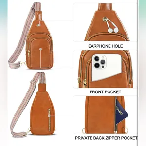 Sling Bag for Women Faux Leather Fanny Pack Detachable Strap Crossbody Bag FC1 thumbnail 10