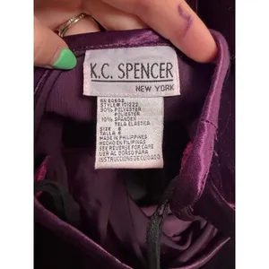 Vintage K.C. Spencer Purple Velvet Asymmetric Neck Mini Dress Whimsigoth Witchy thumbnail 6