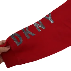 DKNY Sport Joggers Womens S Red Glitter Logo Fleece Sweatpants Excellent thumbnail 5