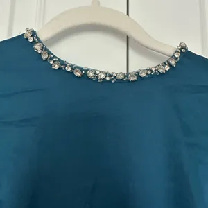 Ieena for Mac Duggal Sapphire Long Sleeve Jewel Trimmed Charmeuse Gown- NWT‎ thumbnail 6