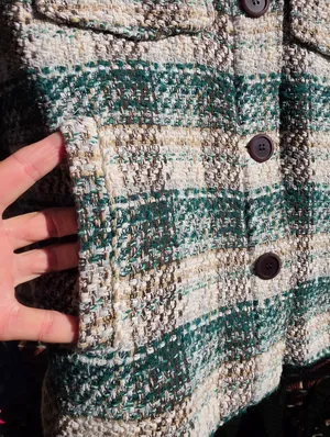 ZARA Combination Green Plaid Italian Fabric Jacket XS thumbnail 6