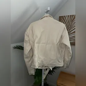 Good American Oversized Faux‎ Leather Moto Jacket- White Womens XXS thumbnail 7