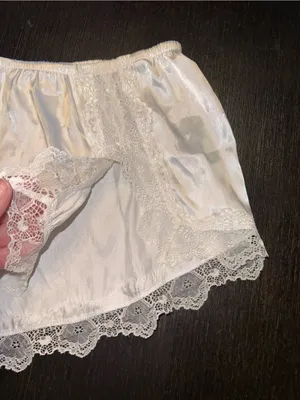 White Satin and Lace Tap Shorts French Knickers Shorts thumbnail 5
