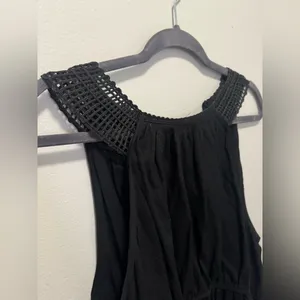 Zara Black Crochet Collar Sleeveless Peplum Blouse Boho crop y2k Top XL thumbnail 4