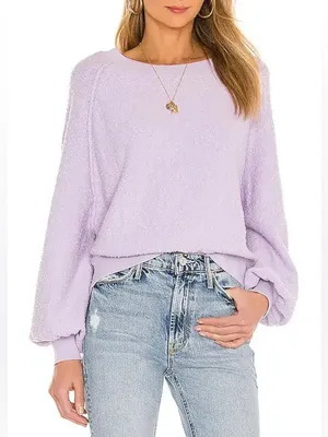 Free People Found My Friend Pullover in Lavender, Size XL, NEW thumbnail 1