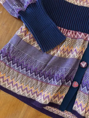 Moth Anthropologie Fiamma Chevron Striped Cardigan Sweater Size Small thumbnail 7