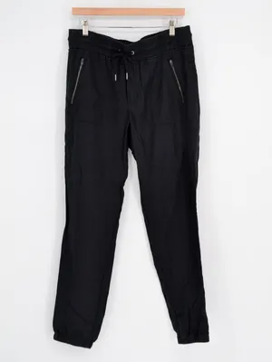 Athleta Cabo Linen Jogger Pants Womens 12 Tall Black Lightweight Pockets Taper thumbnail 3