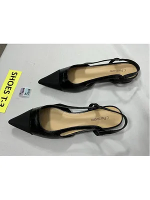 Womans NWOT C Paravano Slipon Slides Flat Black 8/8.5 Slingback Pointed Toe thumbnail 3