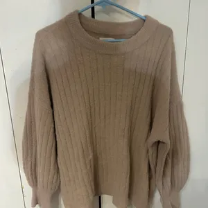 Aerie Soft Brown Ribbed Crew Neck Sweater thumbnail 1
