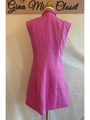 MOTF Studio Solid Pocket Sleeveless Short Dress in Pink, Size Small thumbnail 3