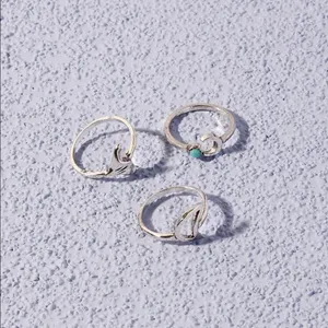 Native American Mermaid Turquoise silver ring set thumbnail 5