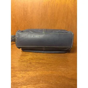 Coldwater Creek Dusty Blue Leather Flap Crossbody Bag Soft Pebbled Adjustable Strap thumbnail 8