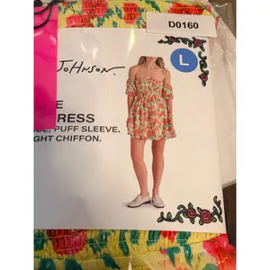 Betsey Johnson Babydoll Dress Sz L Floral Puff Sleeve Smocked Y2K‎ Mini New thumbnail 7