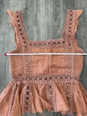 Free People rust orange lace trim boho tank top blouse medium thumbnail 4