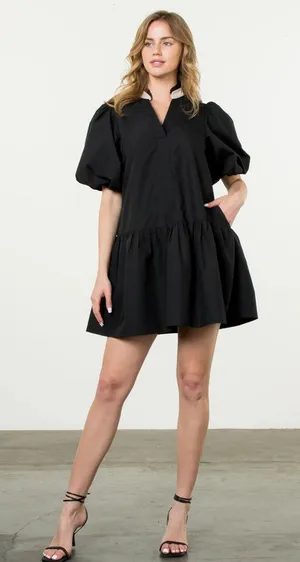 NWT THML Hint of Fun Black Mini Dress | S thumbnail 1