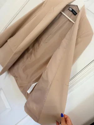 ZARA Beige Double Breasted Blazer XS Tailored Quiet Luxury Minimalist Chic City thumbnail 9