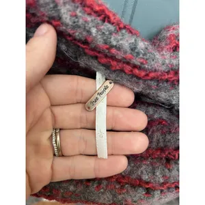 Free People Cowl Neck Sweater Grey Red Striped‎ Wool Mohair Blend Large OB440181 thumbnail 2