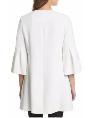 HELENE LONDON Flare Sleeve Open Jacket White L NWOT thumbnail 2