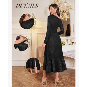 NEW Plus Size Shimmer Formal 1 Shoulder Cocktail Evening Midi Dress S thumbnail 6