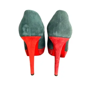 Vicino Teal and Red Suede Platform Pumps Round‎ Toe Stiletto Heels Size 37 thumbnail 5