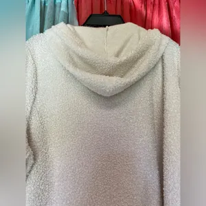 Women’s 3X White Hooded Sweatshirt. White thumbnail 4