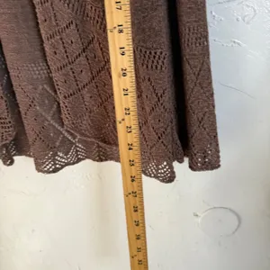 Willi Smith Brown Knit Cardigan SweaterCrochet‎ Size S Boho Western Festival thumbnail 7