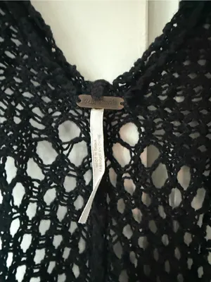 Free People Black Open-Knit V-Neck Crochet Top thumbnail 5