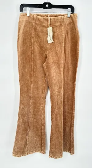 Mystree Brown Wide Leg Flare Corduroy Pants Women Size Large Pull On Boho Earthy thumbnail 1
