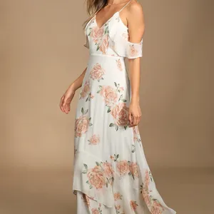 Lulus Take You There Floral Maxi Dress M NWT Ivory Off Shoulder Wedding Guest thumbnail 2