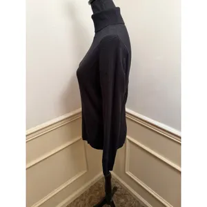 Lauren Ralph Lauren Black Ribbed Turtleneck Sweater Cotton Modal Blend Slim Fit thumbnail 5