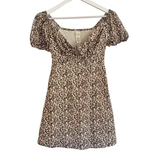 Jessica Simpson floral puff sleeve tie bust mini dress small thumbnail 2