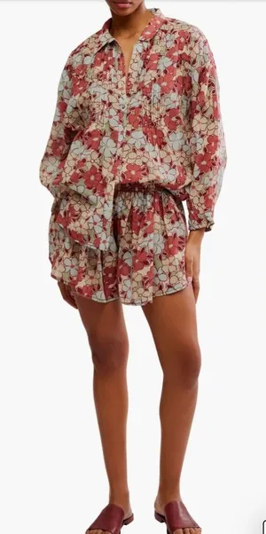 Boho Free people Sienna Button-Up Shirt size M thumbnail 1