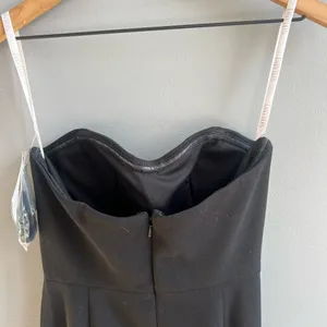 David’s Bridal NWT Jules and Cleo Crepe Black Strapless Evening Gown Embellished thumbnail 10
