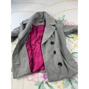 Merona Women Double‎ Breasted Gray Wool Blend Pea Coat Jacket Size Medium thumbnail 9