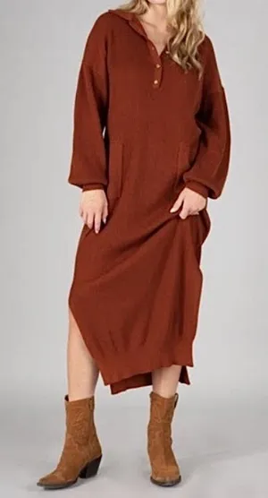 Natural Life On The Road Again Sweater Dress Midi Rust Orange Brown Small Medium thumbnail 1