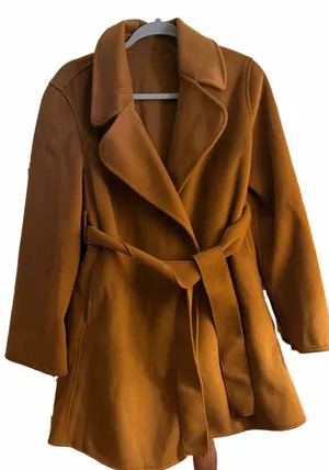 NEW A Line Peacoat Dress Coat Belted Notch Lapel Overcoat M 8/10 thumbnail 1