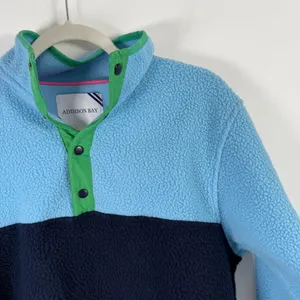 Addison Bay Blue Colorblock Pinehurst Fleece Sweatshirt Gorpcore Womens Small thumbnail 3