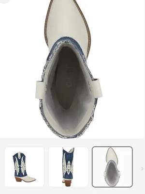 Guess White and Blue Denim Western Cowboy Boots thumbnail 6