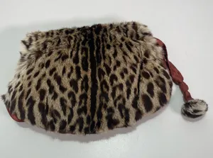 Vintage Animal Print Fur Muff Clutch Handbag Purse Talon Pull Zip thumbnail 1