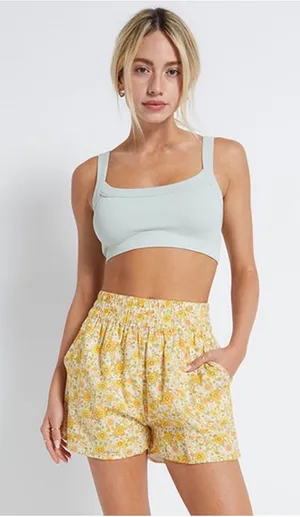Billabong Yellow Floral Love to Lounge Shorts NWT thumbnail 1