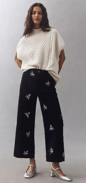 NWT Anthropologie The Colette 3D Bouquets Crop Pants by Maeve Size 30 thumbnail 1