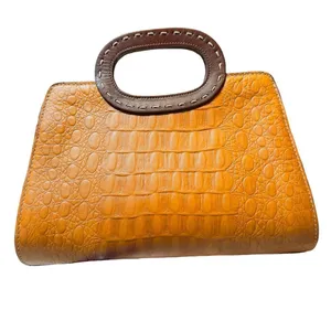 Kate Landry Crocodile Embossed Leather Satchel thumbnail 2